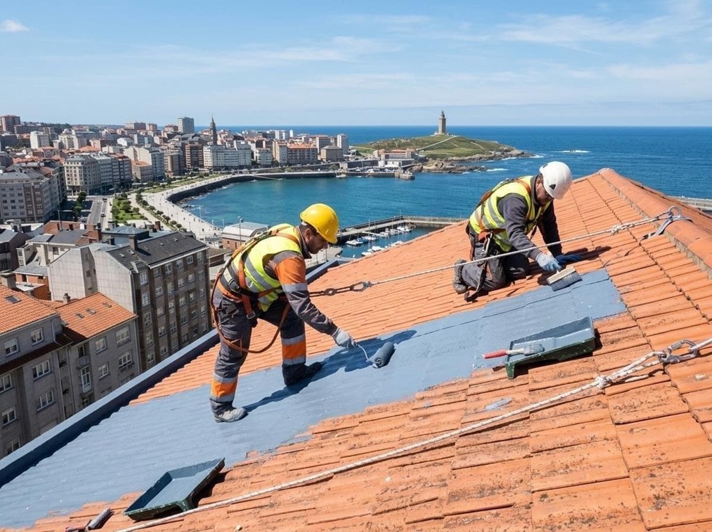 Foto 1 Impermeabilización de cubiertas inclinadas y tejados en A Coruña