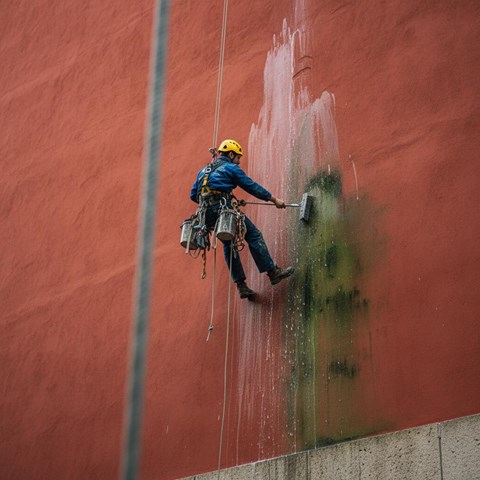 Limpieza de fachadas mediante trabajos verticales en A Coruña - Imagen 1