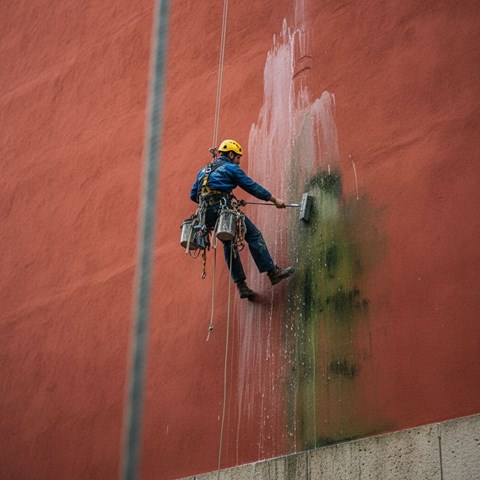 Limpieza de fachadas mediante trabajos verticales en A Coruña - Imagen 1