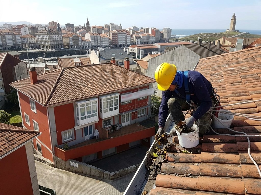 Foto 1 Limpieza y mantenimiento de canalones en A Coruña